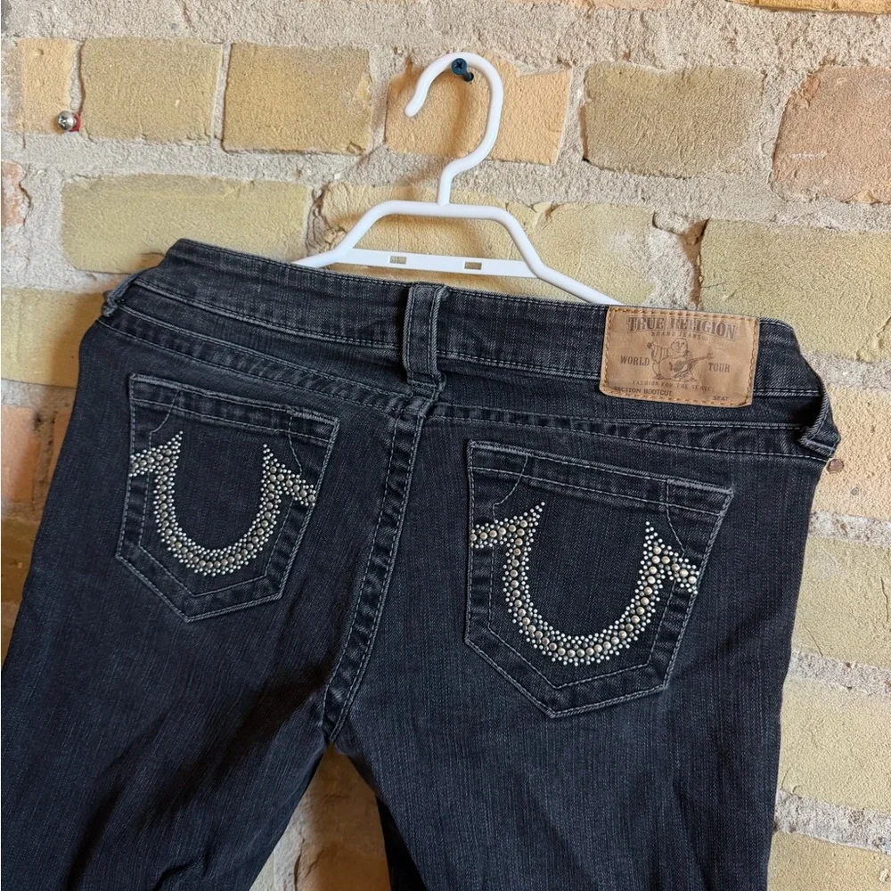 True Religion Dark Gray Flare Jeans - Picture 3 of 5